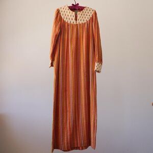 Vintage 70s Karavan striped Indian‎ cotton maxi dress